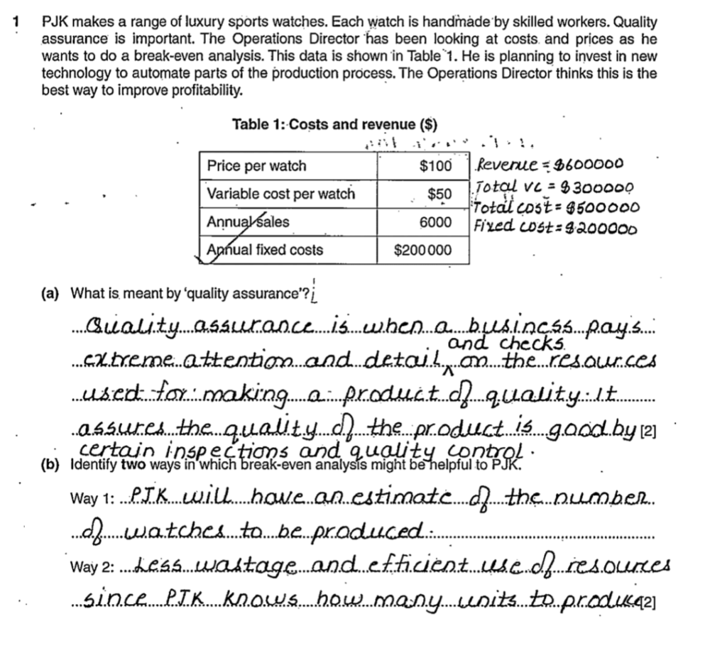 ECR Paper 1 Business Studies 0450